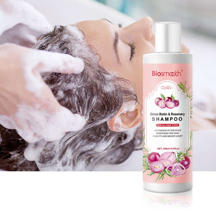 Biosmooth Onion Biotin and Rosemary Shampoo for Stronger, Thicker and Longer Strands - Soft Shine, Anti-Hair Loss and Thinning, Growth Formula