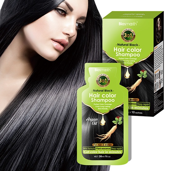 Biosmooth dye shampoo and conditioner 3 in 1 natural black hair shampoo for man and woman