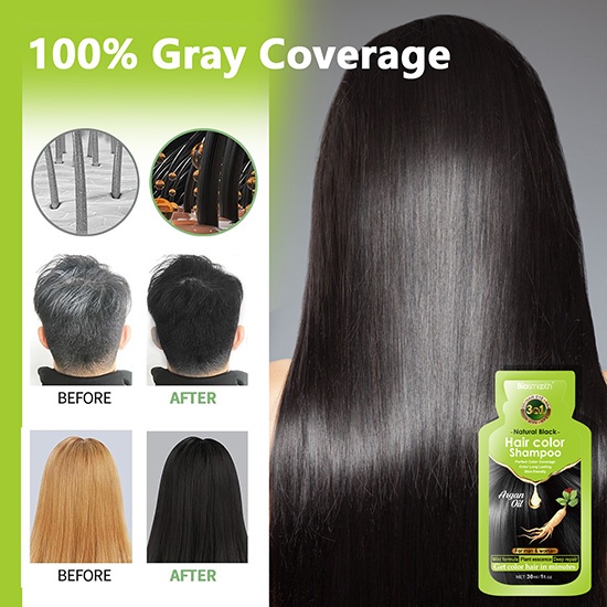 Biosmooth dye shampoo and conditioner 3 in 1 natural black hair shampoo for man and woman