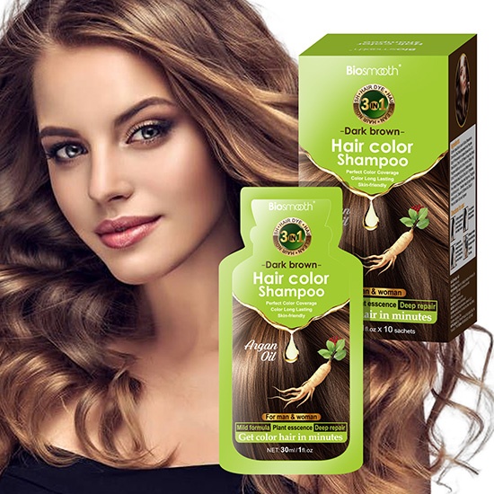 Grey coverage long lasting natural looking dark brown hair shampoo for man and woman
