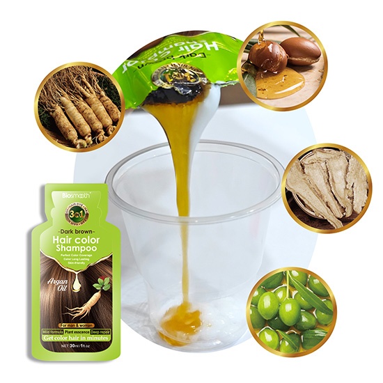 Grey coverage long lasting natural looking dark brown hair shampoo for man and woman